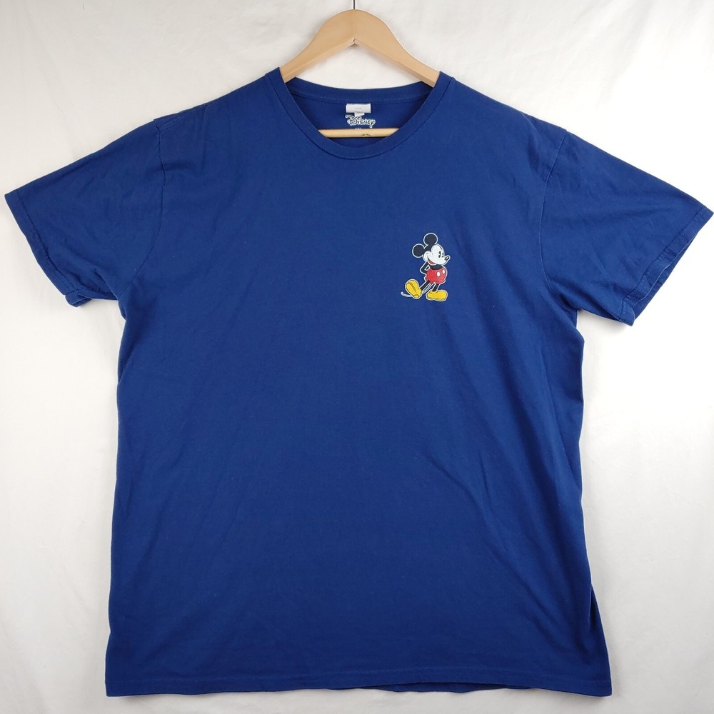 Disney T Shirt Mens XL Blue Mickey Mouse Short Sleeve Crew Neck 100% Cotton
